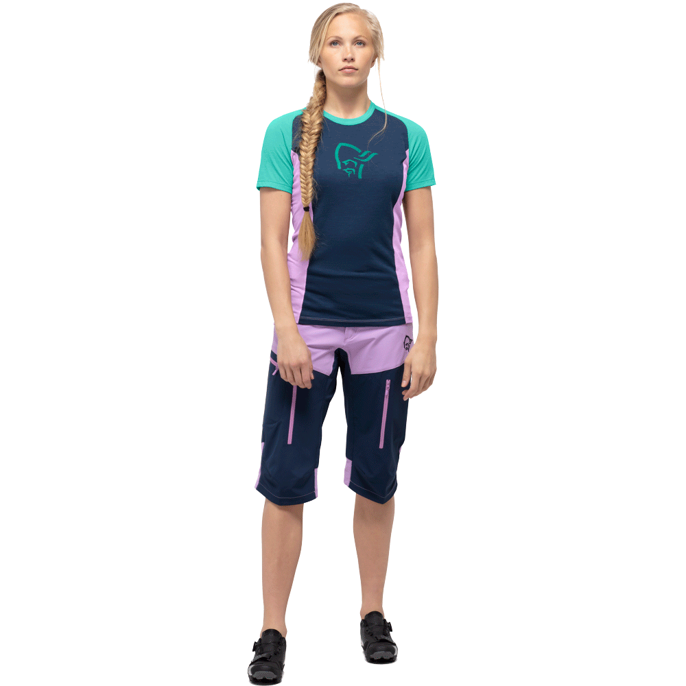 Fjørå Wool T-Shirt Women indigo night violet tulle