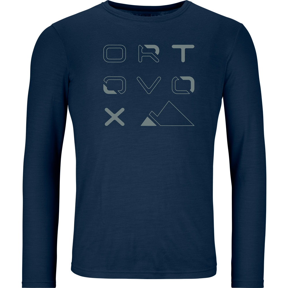 185 Merino Brand Outline Longsleeve Herren deep ocean