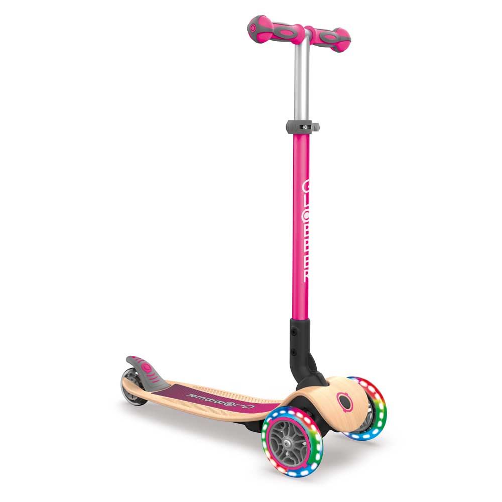 Primo Foldable Wood Lights Scooter Kids deep pink