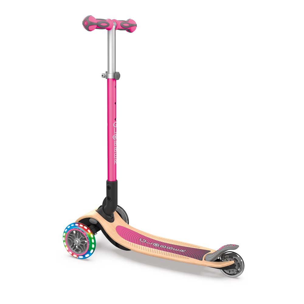 Primo Foldable Wood Lights Scooter Kids deep pink