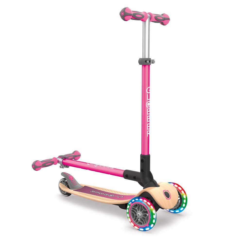 Primo Foldable Wood Lights Scooter Kids deep pink