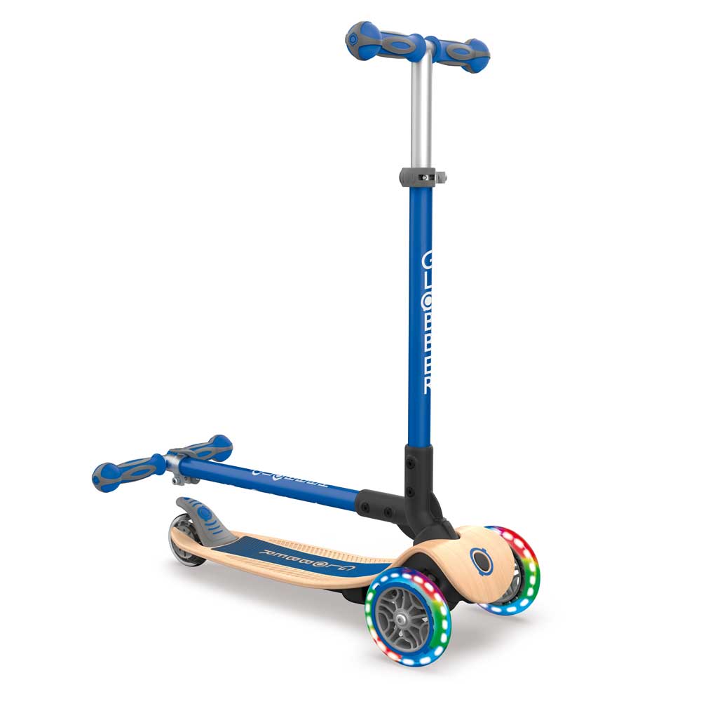 Primo Foldable Wood Lights Scooter Kids navy blue