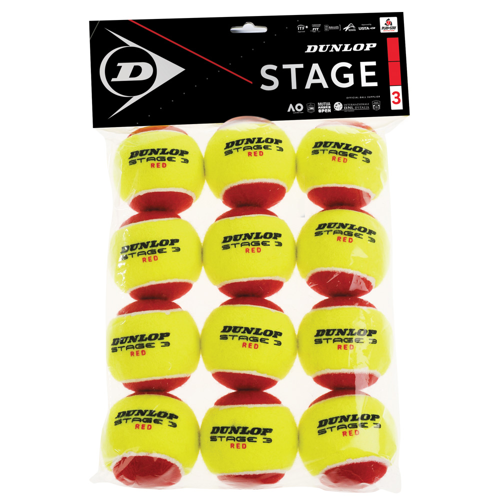 Stage 3 Tennisbälle 12er rot