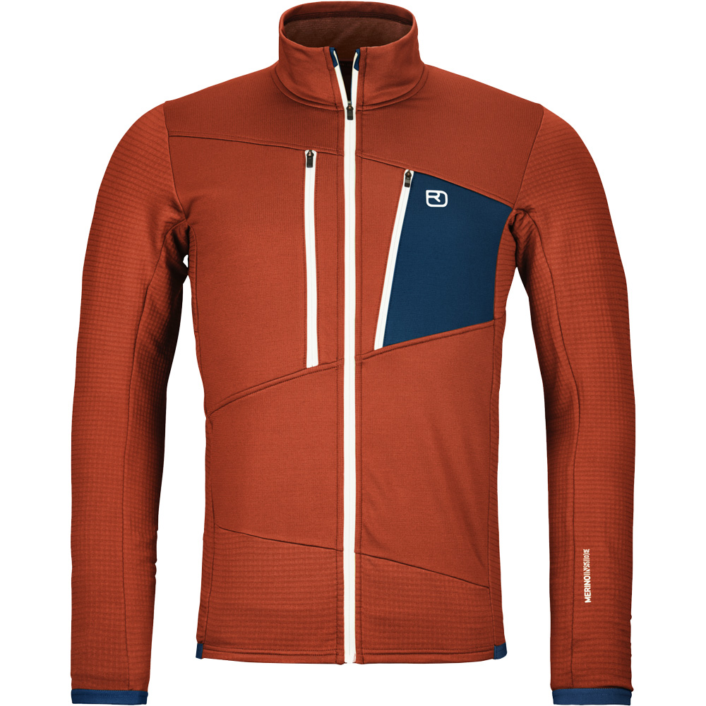 Fleece Grid Jacket Men clay orange