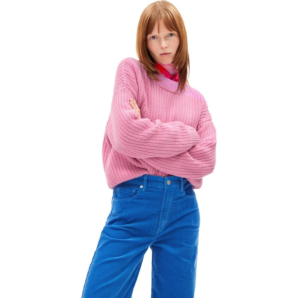 Miyaar Solid Knitted Sweater Woman pink me up