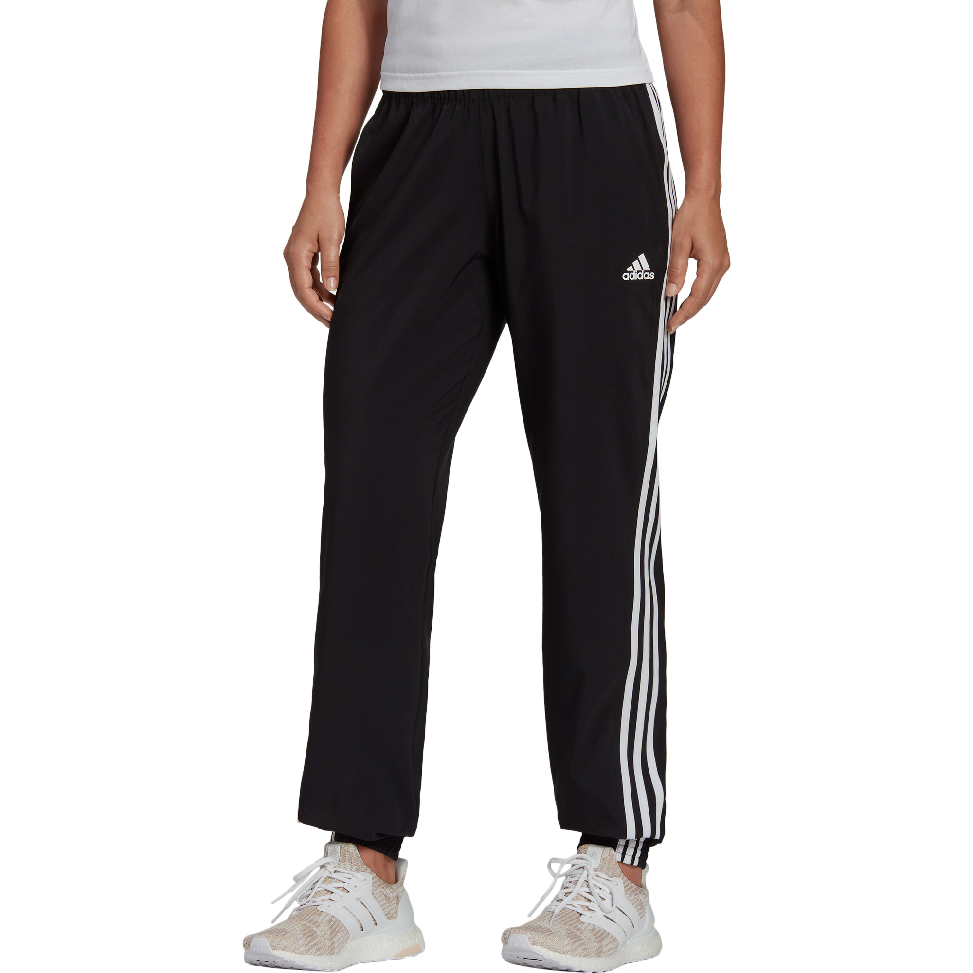 Trainicons 3-Streifen Woven Jogginghose Damen schwarz