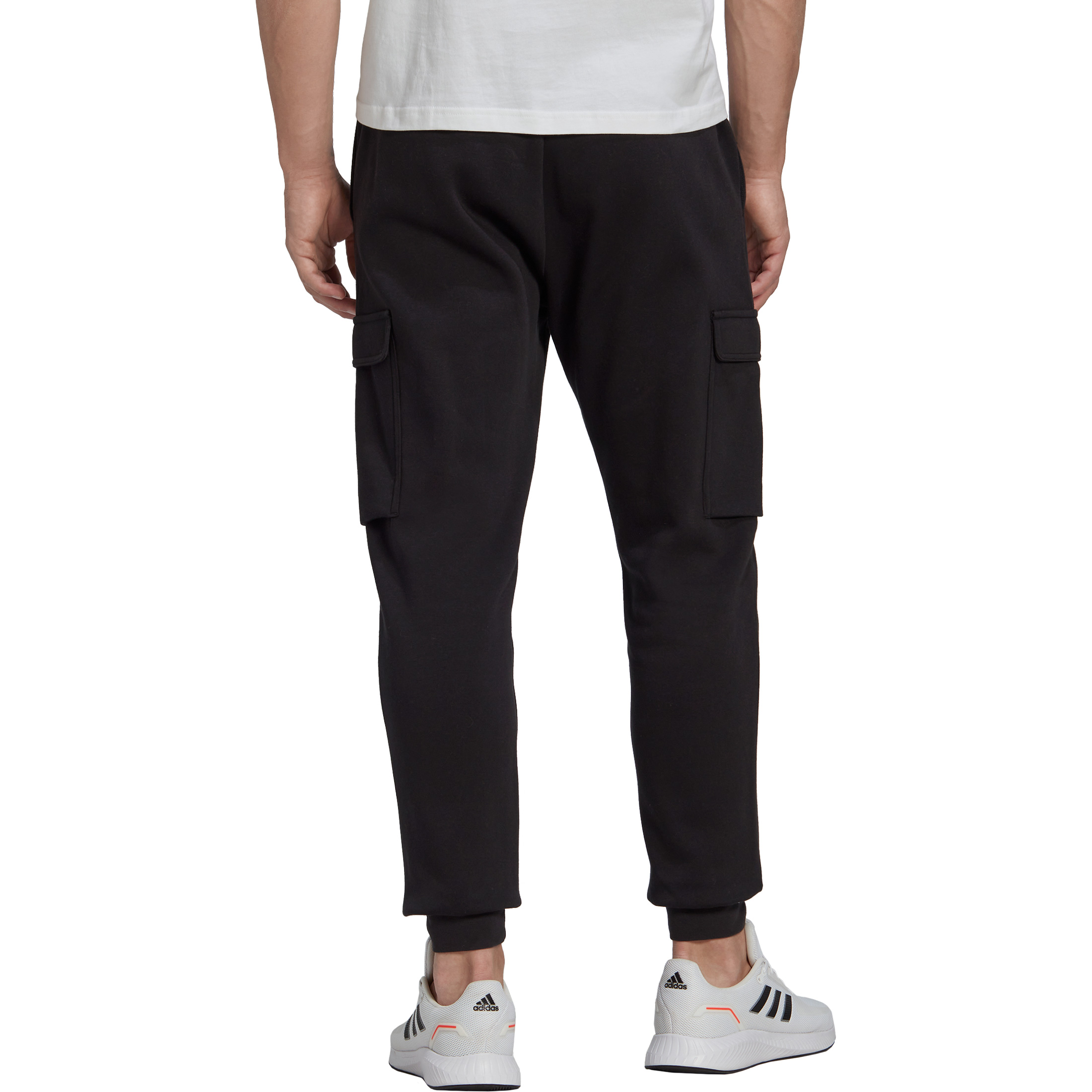 Essentials Fleece Regular Tapered Cargo Sweatpants Men black